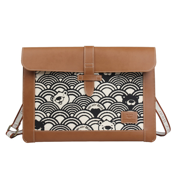 Black White Wave Tapestry Shoulder Bag
