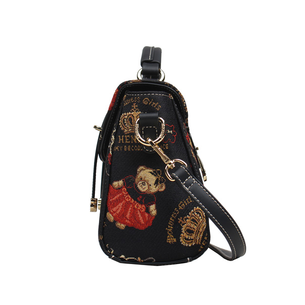 Crown Bear Tapestry Satchel Shoulder Bag