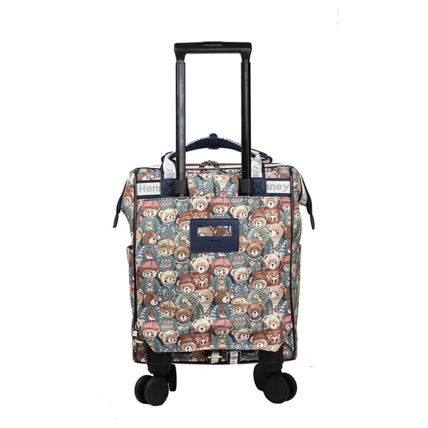 Green Bear Teddy Tapestry Rolling Travel Backpack