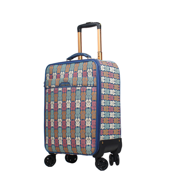 Nevy Blue Teddy Tapestry Cabin Trolley Luggage