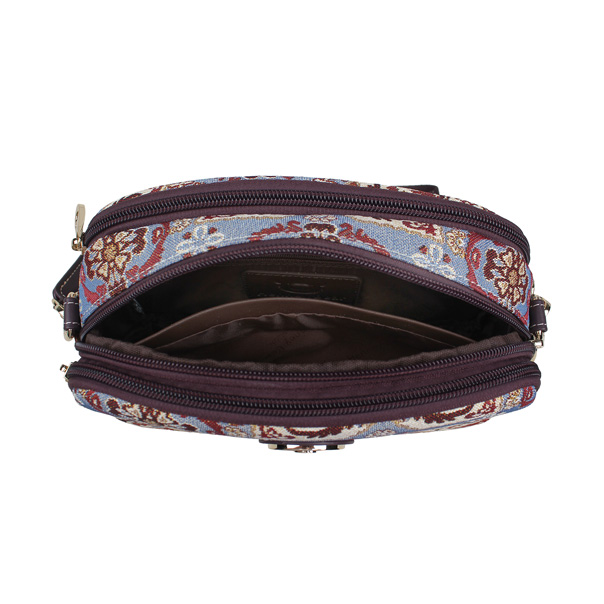 Peony Flower Purple Tapestry Crossbody Bag