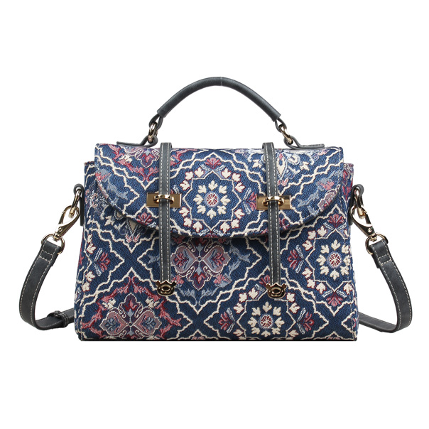 Snowflake Blue Tapestry Satchel Shoulder bag