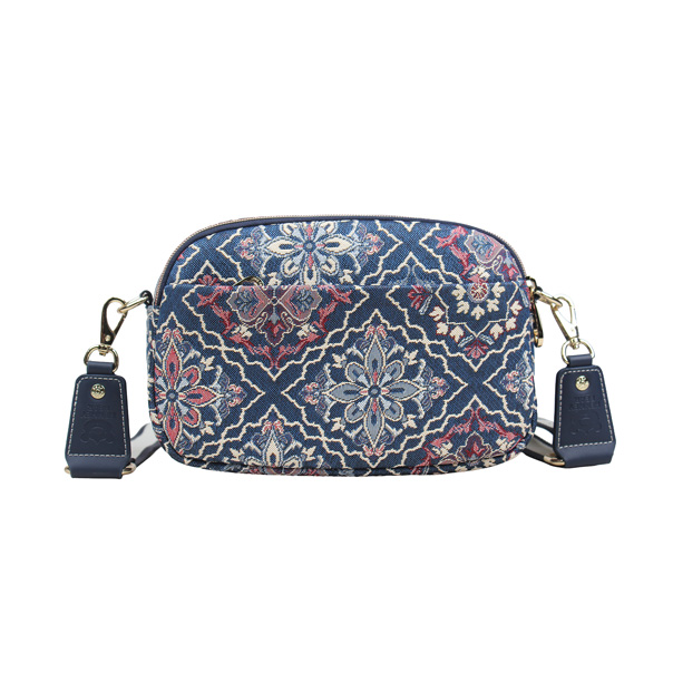 Snowflake Blue Tapestry Crossbody Bag