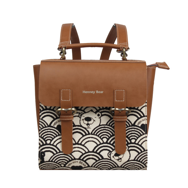Vincent Bear Black White Wave Tapestry Backpack