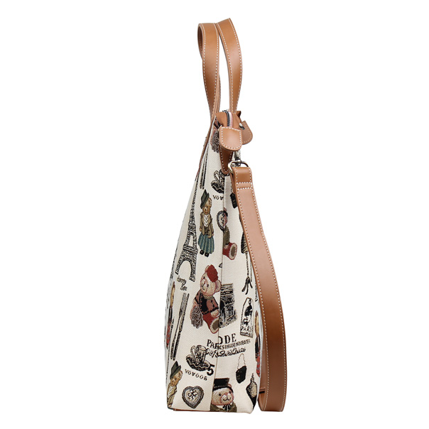 Paris Bear Tapestry Tote Shoulder Bag