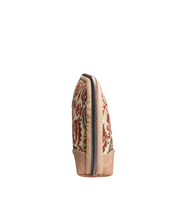 Peony Flower Green Tapestry Zip Pouch