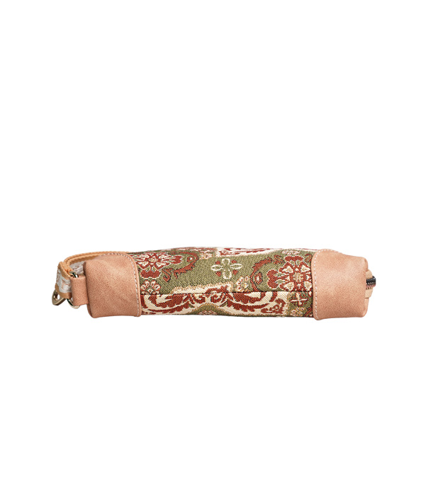Peony Flower Green Tapestry Zip Pouch