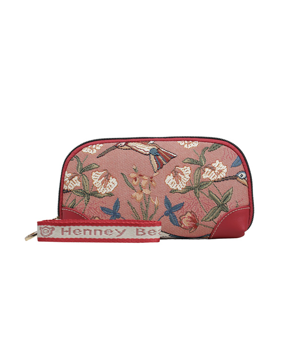 Pink Hummingbird Tapestry Zip Pouch