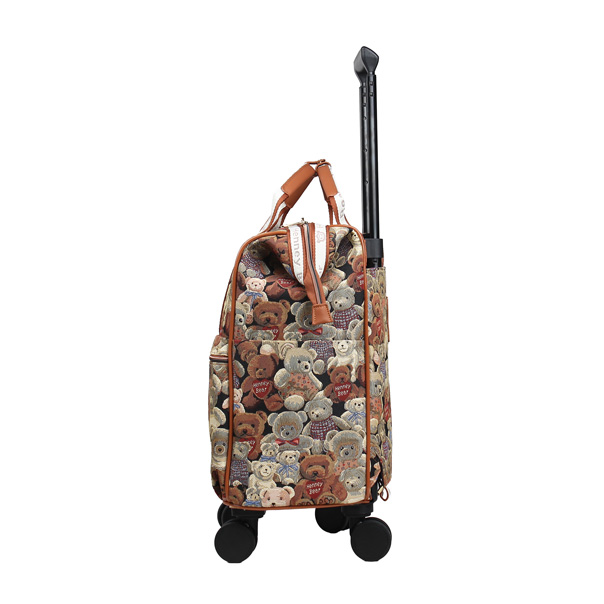 Teddy Bear Tapestry Rolling Backpack
