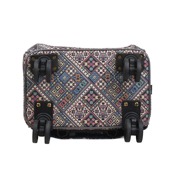 Vintage Check Tapestry Rolling Backpack