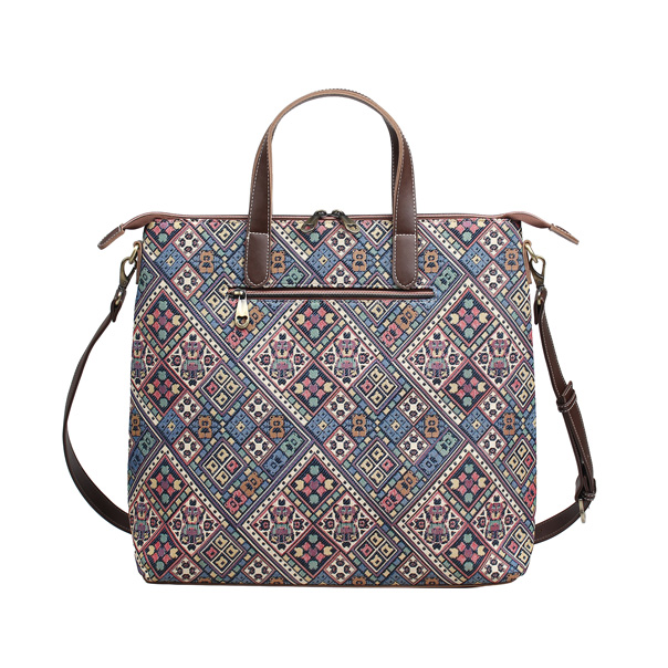 Vintage Check Tapestry Tote Shoulder Bag